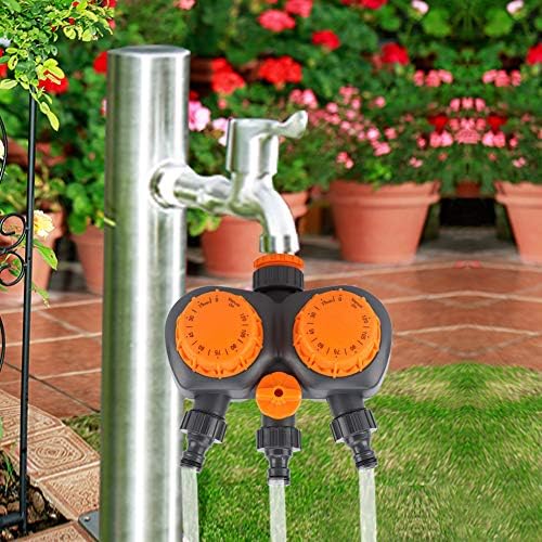 Garden Water Timer 3/4 Inch | Double Head Mechanical Irrigation Controller | No Battery Needed for Flowers/Potted Plants/Lawns | 120 Min Setting, ABS + PPE Protective - - Image 7