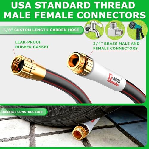 YASQA 100FT Extra Long Heavy Duty Garden & Water Hose - Commercial Grade for Homeowners & Large Properties, Kink-Free Leak-Proof with Brass Fittings, 5/8 Inch Black - Image 5