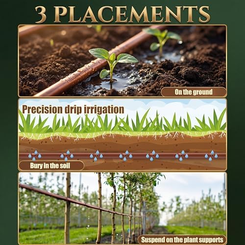 250 ft 1/4'' Drip Irrigation Tubing with 6" Emitter Spacing Brown - Image 4
