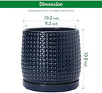 D'vine Dev Beaded Ceramic Pot with Saucer, 10 in, Midnight Blue, 27-C-P-3 - Image 3