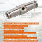 25pcs Nickel Plated Brass Push to Connect Fitting For High Pressure Misting System, Misting Coupling Slip Lock (One Hole), 1/4" Tube OD, Straight Union - Image 2