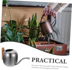 Watering Can for Indoor Plants Stainless Steel 1.2l with Wooden Handle - Image 3