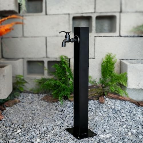 Stainless Steel Outdoor Anti-Freeze Water Hydrant - Freestanding Hose Stand with Faucet for Irrigation, Durable Black Square Design, Hexagonal Pile (G) - Image 2