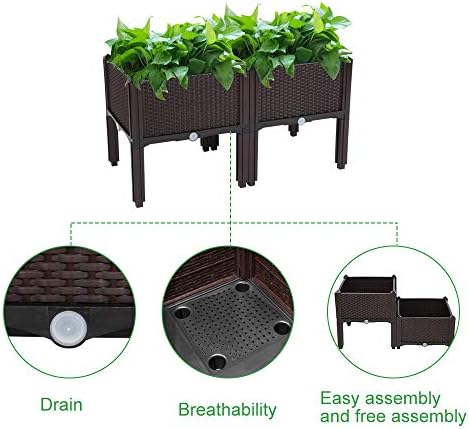 Raised Garden Beds, Planter Box, Self-Watering Plastic Planter for Indoor Outdoor Vegetables, Fruits, Potato, Flowers (2 Pcs) - Image 3