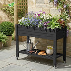 Vixzen Raised Garden Bed Outdoor,Reinforced Large Planter Box with Wheels & Storage Shelf,Mobile Planter Bed Box for Backyard, Patio, Balcony (Black, 21Gal（43.31"×17.72"×33.66"）) - Image 7