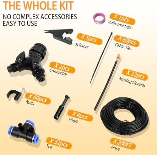 200FT Drip Irrigation System, 2026 Upgrade Garden Watering Kit with 32pcs 360° Adjustable Copper Nozzles, High-Flow DIY Sprinkler System for Large Gardens, Farms, Greenhouses, Lawns (200 ft) - Image 5