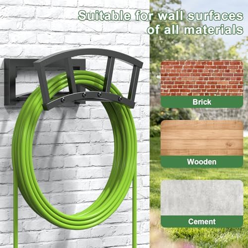 2 Pack Garden Hose Holder Wall Mounted, Outdoor Heavy Duty Metal Water Hose Holder Hanger Holds 125-ft Water Pipe, Sturdy Detachable Hose Storage Organizer Reel Rack for Outside Garden Lawn Yard Farm - Image 5
