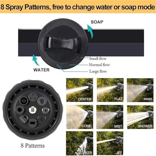 Foam Sprayer, Pressure Hose Nozzle Foam Gun 8 in 1 Jet Spray Soap Dispenser Garden Watering Horse Dog Animal Car Washing Tool Dropshipping,Car Washing(Black) - Image 4
