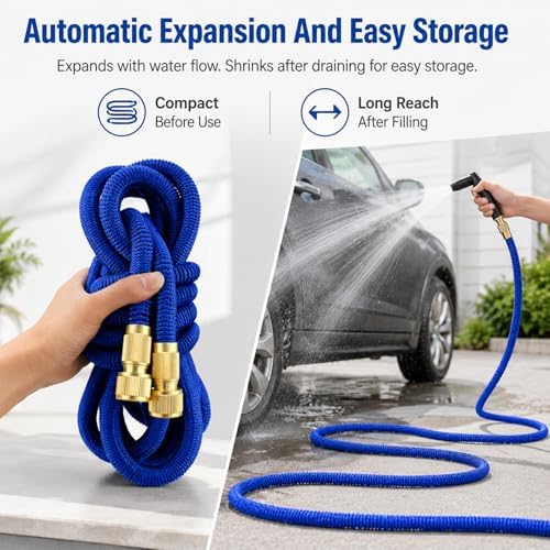 High Pressure Hose Nozzle with 32.8 ft Hose, Jet Sweeper Nozzle with 3/4 Garden Hose Adapter, Car Wash Hose Kit for Driveway Patio Yard Cleaning (34.4 ft Hose) - Image 3
