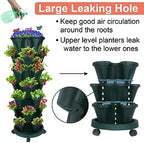 GameXcel Vertical Planter Tower - 7 Tier Stackable Garden Planters with Wheels and Garden Tool Set Plant Pots for Strawberry Herb Flower and Vegetable Indoor Outdoor Use Green - Image 2