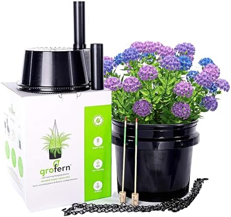 GroTech Garden GoFern Self Watering Hanging Planter - Hanging Planters with Sleek Back Design - Sturdy Chain Hanger Basket with One Gallon Reservoir for Ferns, Cascading Flowers, & More - (Set of 2) by grotechgardenproducts