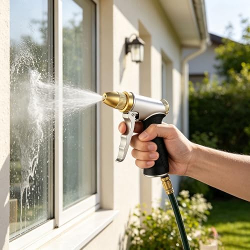 2 Pcs Heavy Duty Metal Garden Hose Nozzle with Adjustable Patterns, High Pressure Sprayer for Watering Plants Car Washing Pet Showering (2Pcs) - Image 4
