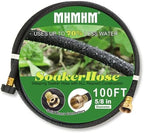 5/8" Soaker Hose for Garden Drip Hose Irrigation System with Solid Brass Fitting for Lawns Flower Beds & Vegetable Gardens (100FT) by MHMHM