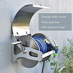 Stainless Steel Hose Reel with Lid - Wall Mounted/Portable Garden Water Hose Reel Set for Lawn, Farm, Patio - Durable Steel Construction - Image 2