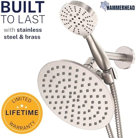 HammerHead Metal Dual Shower Head Combo With 3-Spray Handheld and Rainfall - Image 2