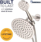 HammerHead Metal Dual Shower Head Combo With 3-Spray Handheld and Rainfall - Image 2