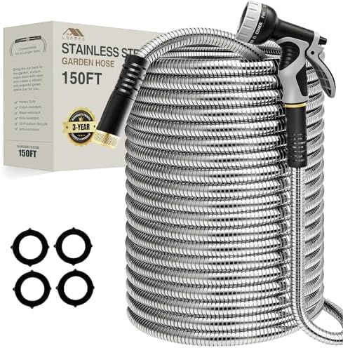 Lefree 150ft Stainless Steel Garden Hose with 10 Function Spray Nozzle by Lefree