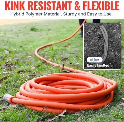 YAMATIC Heavy Duty Garden Hose 5/8 in x 100 ft with 10 Adjustable Spray Garden Hose Nozzle - Image 6