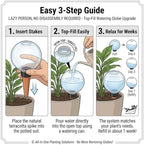 Plant Self Watering Globes with Terracotta Spikes, 17 oz Upgraded Plastic Water Bulbs, Slow Release Plant Watering Devices for Indoor & Outdoor Vacation Plant Care, Water Spikes Stakes (4 Pack) - Image 7