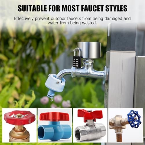 Frienda 4 Sets Outdoor Faucet Lock Hose Bib Spigot Lock,Round,Silver - Image 5