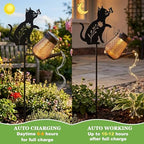 Solar Watering Can Light Cat Stake 36in Garden Waterfall LED Outdoor Art - Image 3