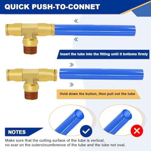 3 PCS DOT Brass Air Brake Fittings 3/8" OD × 1/4" NPT × 3/8" OD Tee - Image 7