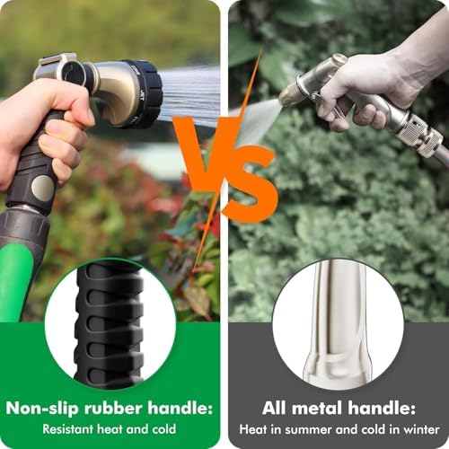 Heavy Duty Metal Garden Hose Nozzle with 7 Watering Patterns - High Pressure Spray Nozzle for Watering Plants, Car Washing, and Pets - Thumb Control & On/Off Valve, Bronze - Image 4