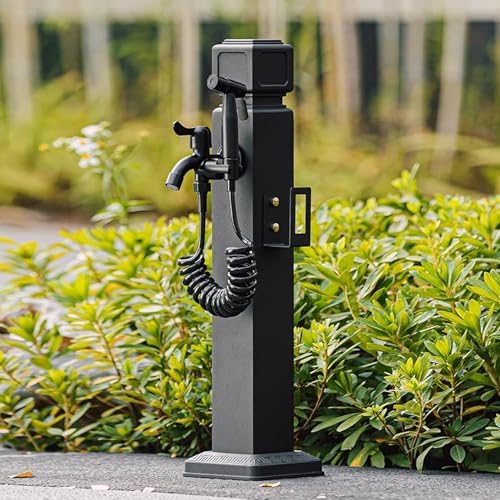 Floor Mounted Faucet Outdoor Water Pipe Vertical Fountain Irrigation Column,Freestanding Vertical Garden Water Column - Black Outdoor Faucet for Courtyards, Square Hydrant Post, Perfect for by Unknown