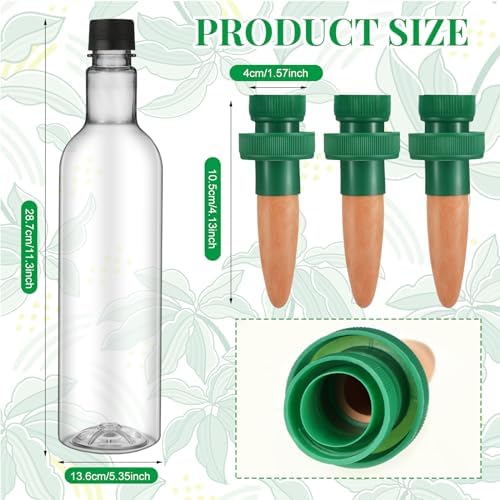 SiliFine 8 Set Plant Watering Devices Include Self Watering Spikes and 26 oz Plastic Bottles Plant Waterer Devices with Adjustable Control Valve Switch Indoor Outdoor (Clear) - Image 2