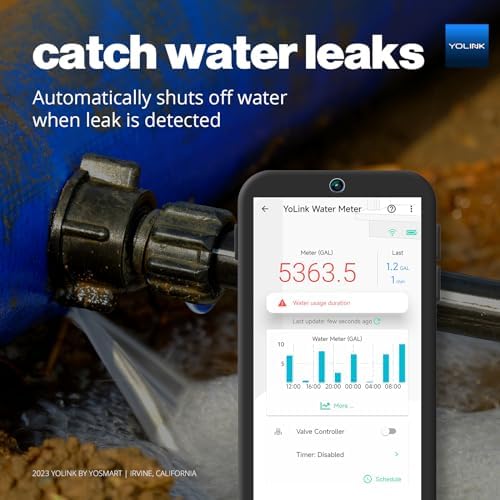 YoLink FlowSmart NSF Smart Water Monitor and Leak Detection: 1 Inch Advanced Smart Home Water Meter, Hub Included - Image 3