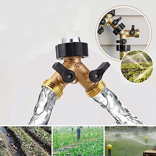Garden Hose Splitter, Garden Hose Y Valve Connectors Copper Hose Splitter, 2 Way Water Faucet Splitter with Valve - Image 4