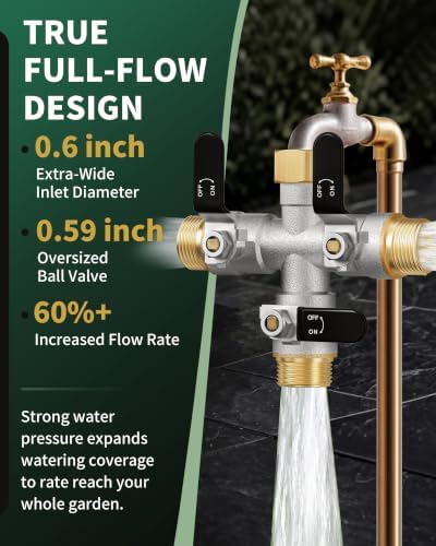 3 Way Hose Splitter, Heavy Duty Brass Garden Water Hose Splitter - Image 5