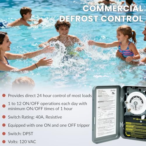 T103 40A 120V 24-Hour Mechanical Timer, DPST Switch with 12 ON/Off Cycles - Image 4