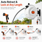 Retractable Garden Hose Reel, Wall Mount Auto-Retract with 8 Spray Patterns 32m/105ft - Image 6