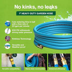 Aeromixer THE HOSE 1 Inch Garden Hose 75 Ft w/Adapter Set for 3/4 Spigots - Image 3