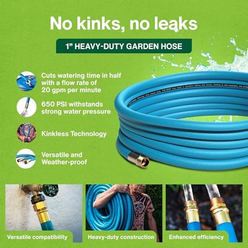 Aeromixer THE HOSE 1 Inch Garden Hose 75 Ft w/Adapter Set for 3/4 Spigots - Image 3