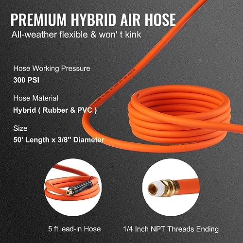 VEVOR Retractable Air Hose Reel 3/8 IN x 50 FT Hybrid Air Hose Max 300PSI - Image 3