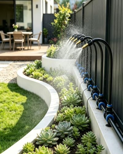 Flexible Garden Bed Hose Drip Irrigation Kit, Rotation Plant Mister Quick Connect, Misting Cooling Set for Site Fence/Farm, Watering Sprinkler by Unknown