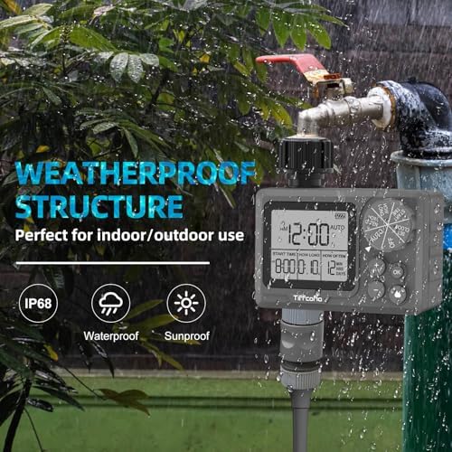 TiFFCOFiO New Sprinkler Timer Outdoor, Digital Programmable for Garden Hose, Irrigrtion Timer with Rain Delay and Manual Mode - Image 6