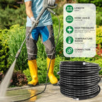 60FT Sewer Jetter Kit for Pressure Washer, 5800PSI Drain Cleaner Hose 1/4 Inch NPT Corner, Rotating Button and Spray Sewer Jetting Nozzle, Water Jet Drain Cleaner Spanner Tape Pearl Corsage Pin - Image 3