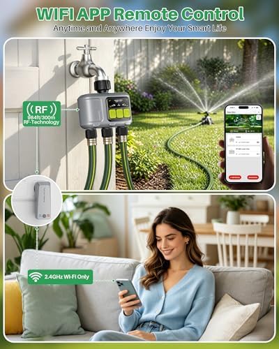 WiFi Water Timer 3 Outlet for Garden Hose, Smart Sprinkler Controller with 984ft RF Range, Smart Lawn Watering System Irrigation Timer, APP/Voice Control, Rain Delay, Manual Irrigation - Image 4
