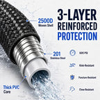 100FT 3-Layer Reinforced Garden Hose with Industrial Metal Nozzle - Image 2