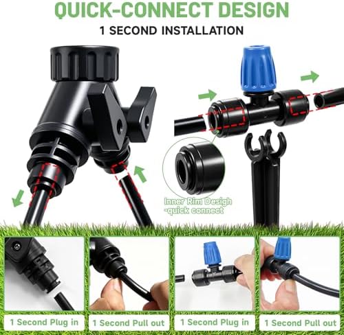Riboud 165FT Drip Irrigation Kit, Quick-Connect Garden Watering System with 30 Adjustable Misting Nozzles for Garden Greenhouse, Hanging Plants, Raised Beds - Image 4
