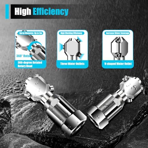3/4" Cleaning Nozzle, 360° Rotating Spray Nozzle, 304 Stainless Steel Washing Nozzle, 50L/Min Flow High Pressure Continuous Rotary Washer Nozzle for Barrel Tank Cleaning - Image 2