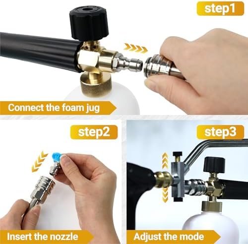 Foam Cannon Dual-Purpose Switch Spray Gun, Foam Cannon Adapter, Connector Accessory, 1/4 Inch Quick Connector, with 7 Nozzle Tips - Image 5