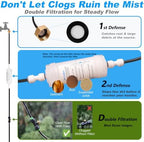 Misting Cooling System, 52FT (16M) Misting Line + 18 Brass Mist Nozzles + Water Filter + Brass Adapter(3/4") Outdoor Mister for Patio Garden Greenhouse Trampoline Coop (Green) - Image 3