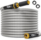 TITAN Garden Hose 15FT - 304 Stainless Steel Metal Water Hose, Flexible, Kink-Free, Lightweight, Durable, Crush Resistant Fittings, Easy to Coil, 500 PSI by Titan