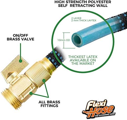 Flexi Hose Expandable Garden Hose with 8 Function Nozzle, 100FT - Lightweight Retractable Garden Hose, Water Hose - No-Kink Flexibility, 3/4 Inch Solid Brass Fittings and Double Latex Core - Image 4