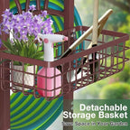 Qatsrin Garden Hose Holder with Large Basket, Heavy Duty Hose Reel, Bronze - Image 2