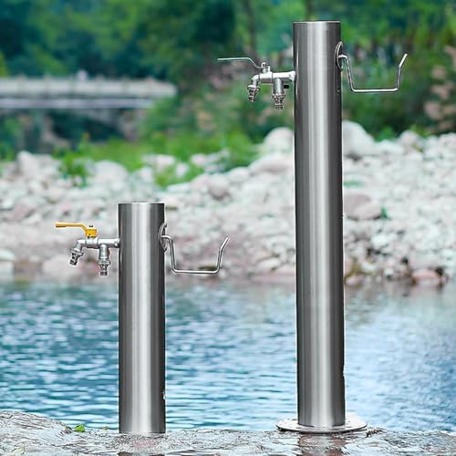 50/86cm Outdoor Faucet Antifreeze Water Column, Freestanding Hose Stand with Tap, Stainless Steel Inner Tube, Weatherproof Garden Fountain, Side/Ground Water Inlet Feature - Image 2